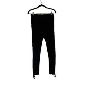 BLACK VERY  HIGH WAIST,  WARM LEGGINGS WITH BOWS ON ANKLES     SIZE XL